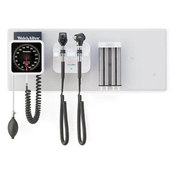 Welch Allyn Wall Diagnostic Sets Wall System LED Coaxial MacroView Basic Dispenser Aneroid Hillrom Welch Allyn Green Series 777 Integrated Wall Set  - Dispenser, Aneroid Sphygmomanometer