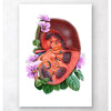 Kidney Anatomy Floral Watercolor White