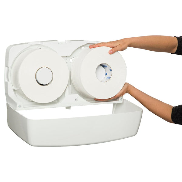 Kimberly Clark Professional Toilet Tissue Dispenser White KIMBERLY-CLARK PROFESSIONAL AQUARIUS Twin Jumbo Roll Dispenser (70210), Twin Toilet Roll Dispenser