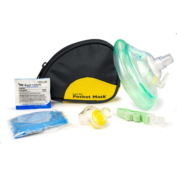 Laerdal CPR Barrier Devices Soft Pack Black / Oxygen Inlet / Standard Laerdal Pocket Mask