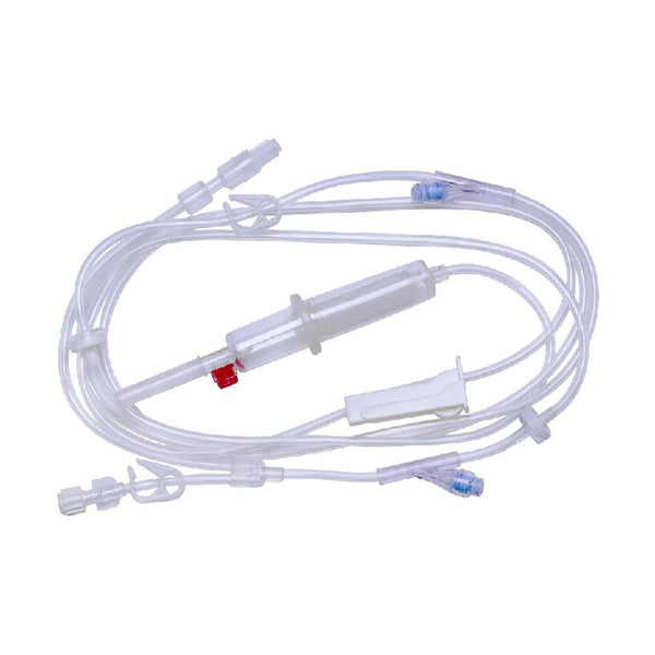 MDevices IV Lines 235cm / Side Arm, 2 x Non-Return Valves / Sterile MDevices Transfusion Pump Set