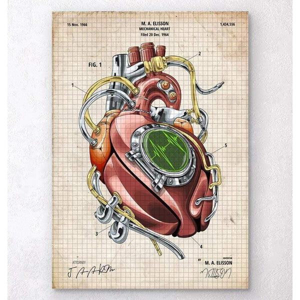 Codex Anatomicus Anatomical Print Mechanical Heart Blueprint