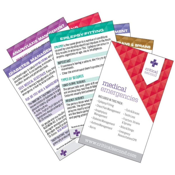 Critical Second Clinical Reference Cards Medical Emergencies Pack - Education Cards