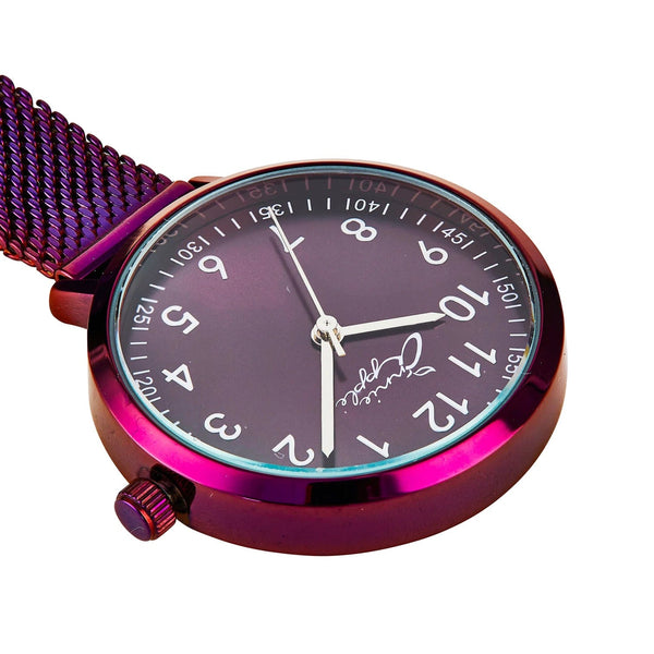 Annie Apple Fob Watches Meraki Silver/Purple Mesh Fob Watch