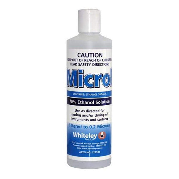 Whiteley Medical Disinfectant Alcohol 500ml Microl 70% Ethanol filtered to 0.2 Microns