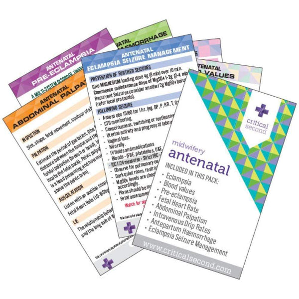 Critical Second Clinical Reference Cards Midwifery Pack - Antenatal