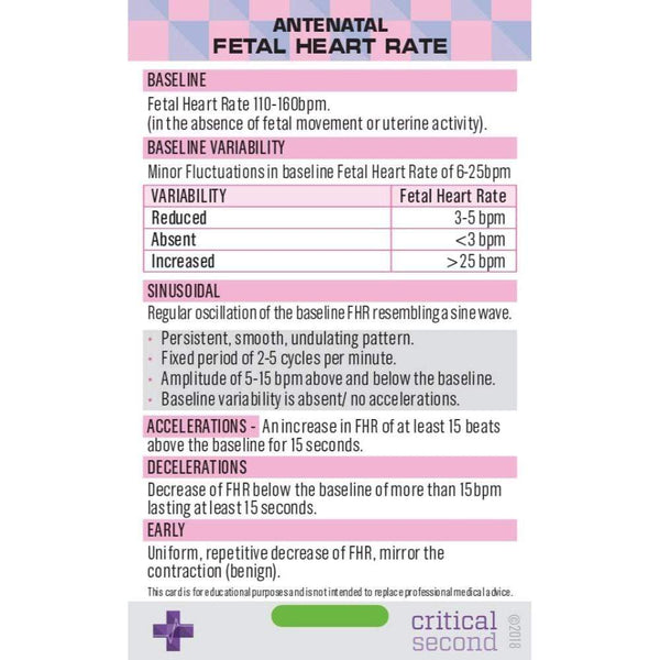 Critical Second Clinical Reference Cards Midwifery Pack - Education Cards