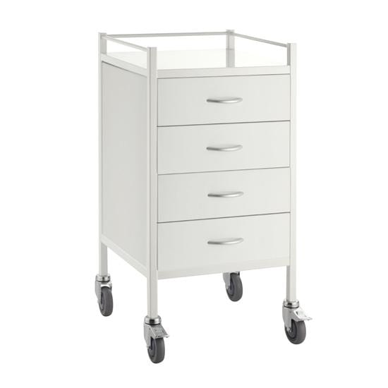 Pacific Medical Australia Instrument Trolleys 4 Drawer / 500 x 500 x 967 / Lockable Top Drawer Powder Coated Instrument Trolley Single Width