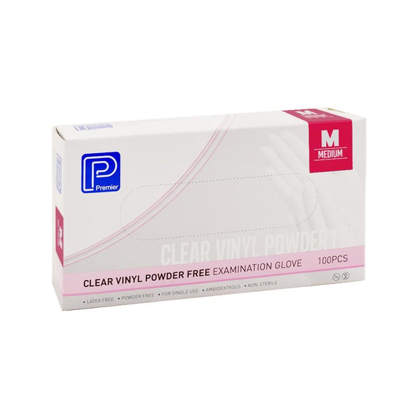 Premier Vinyl Gloves Medium / Clear / Powder Free Premier Vinyl Examination Gloves