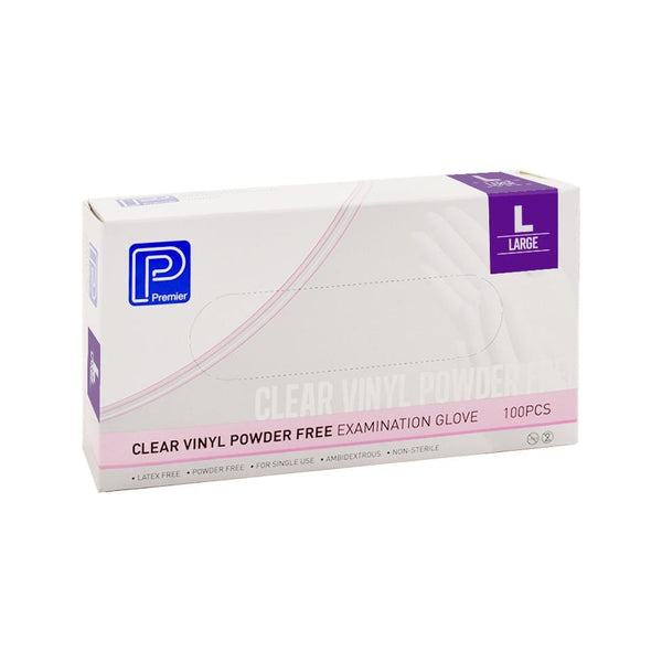 Premier Vinyl Gloves Large / Clear / Powder Free Premier Vinyl Examination Gloves