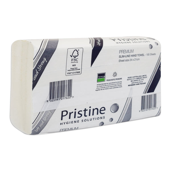 Pristine 185 Sheets/Pack Premium Slimline Hand Towel  FSC