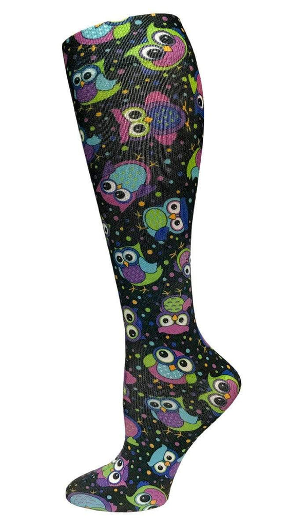 Prestige Medical Socks Party Owls Black Prestige 30cm Soft Comfort Compression Socks