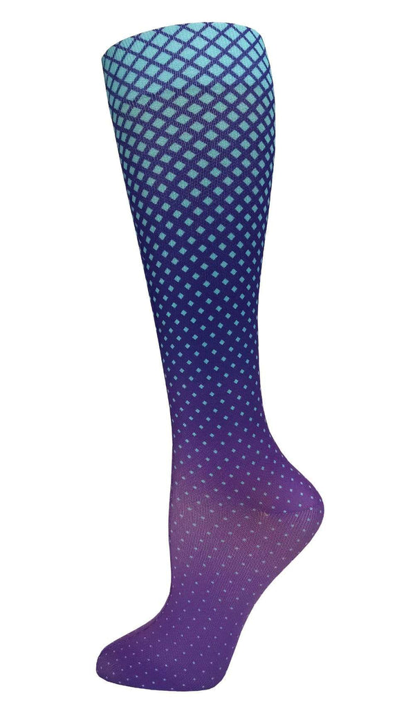 Prestige Medical Socks Dot Matrix Aqua & Purple Prestige 30cm Soft Comfort Compression Socks