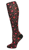 Prestige Medical Socks Ribbons and Hearts Black Prestige 30cm Soft Comfort Compression Socks