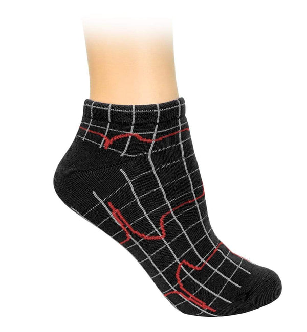 Prestige Medical Socks EKG on Black Prestige Fashion Nurse Ankle Socks