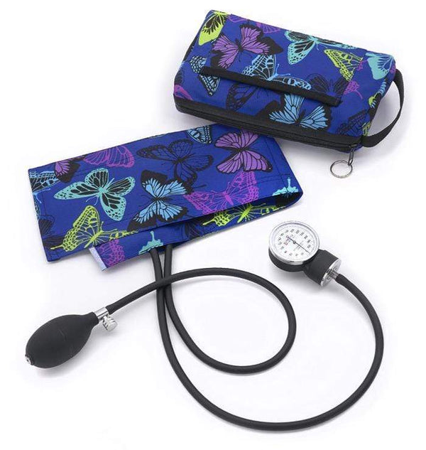 Prestige Medical Hand Held Sphygmomanometers Butterflies Navy / Adult 10.0"-16.0" Prestige Premium Aneroid Sphygmomanometer with Carry Case