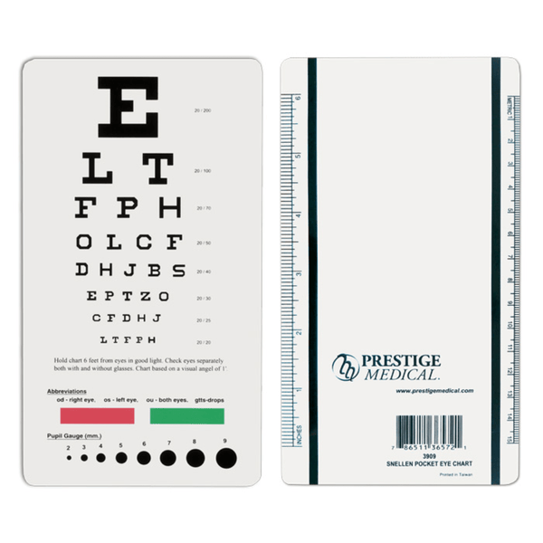 Prestige Medical Measuring Tools Prestige Snellen Pocket Eye Chart