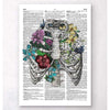 Codex Anatomicus Anatomical Print Rib Cage With Flowers Dictionary Page