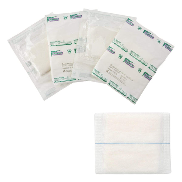 Aaxis Pacific 10cm x 10cm / Sterile Sage Dressing Combine Wood Pulp Fill With Non-Woven Cover Peel Pack