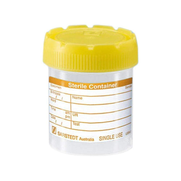Sarstedt Specimen Container Sarstedt Non-Sterile 70ml Specimen Jar Yellow Cap