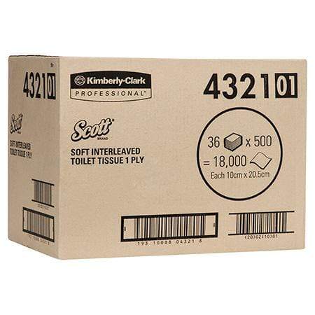 Scott Single Sheet Toilet Tissue Pack/500 / 1Ply Interleaved Scott Single Sheet Toilet Tissue