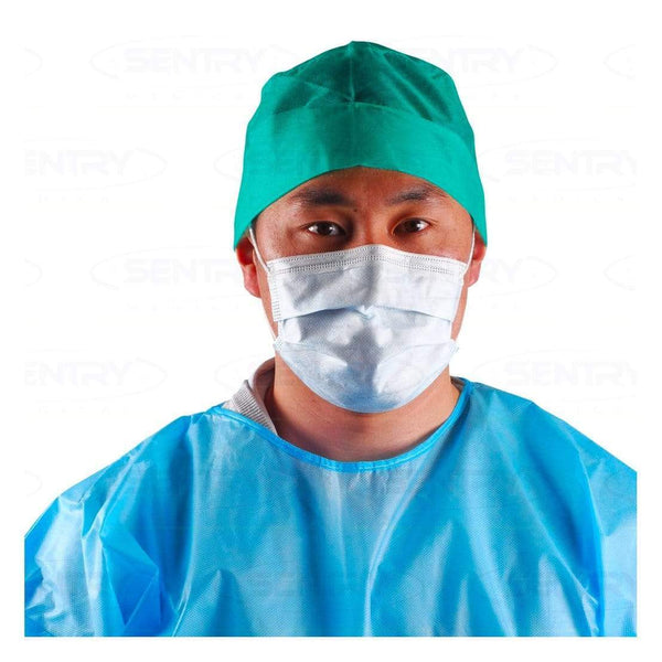 Sentry Medical Surgical Caps Blue Sentry OWEAR Theatre Caps Tie Backs