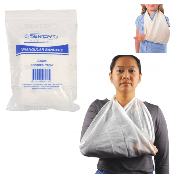 Sentry Medical Triangular Bandages 110cm / Calico / Non Sterile Sentry Triangular Bandage