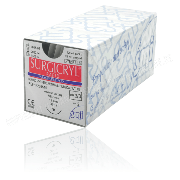 SMI Sutures SMI Surgicryl Rapid Polyglycolic Acid Suture 19mm 3/0 75cm