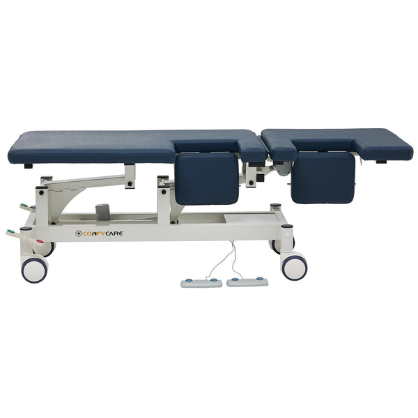 Pacific Medical Australia Examination Couches Two Section Navy Cardiology Couch With Dual Cut Outs