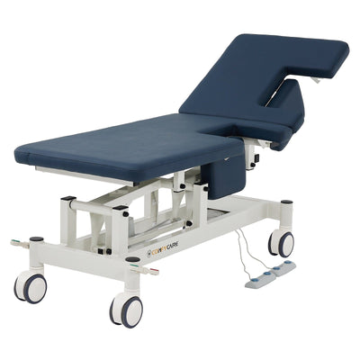 Pacific Medical Australia Examination Couches Two Section Navy Cardiology Couch With Dual Cut Outs