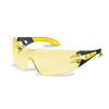 UVEX Safety Glasses Amber / 80%+ / Black/Yellow Arms / SV Excellence UVEX Pheos Eye Protection Spectacles