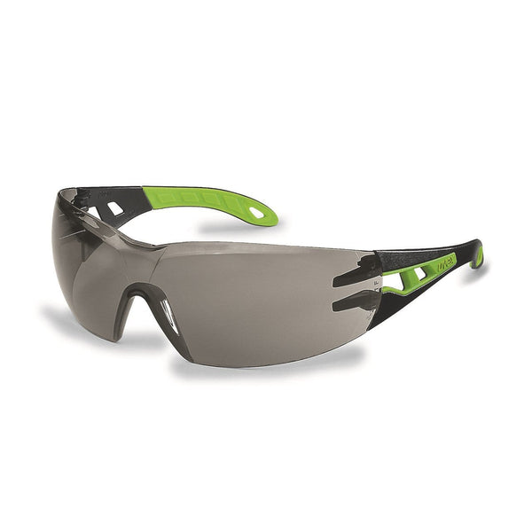 UVEX Safety Glasses Grey / 23% / Black/Green Arms / SV Excellence UVEX Pheos Eye Protection Spectacles