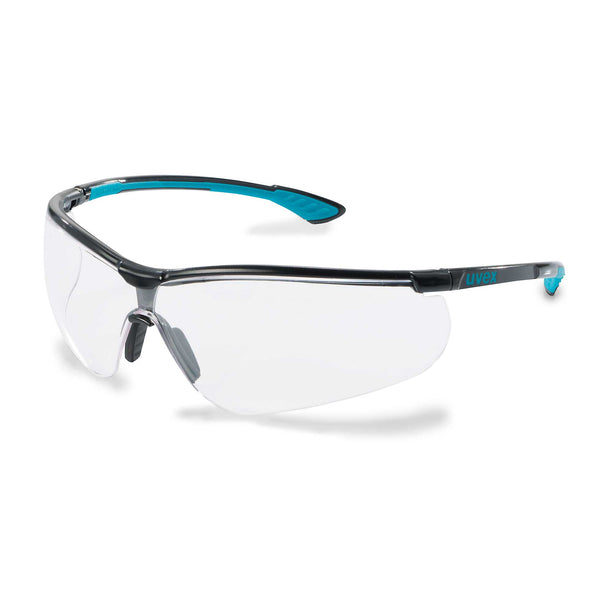 UVEX Safety Glasses Clear / 80%+ / Black/Blue Frame / SV Sapphire UVEX Sportstyle Eye Protection Spectacles