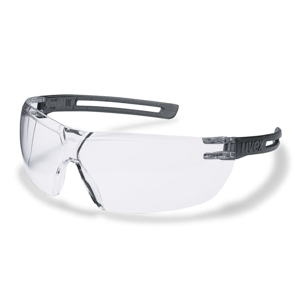 UVEX Safety Glasses Clear / 80%+ / Grey Translucent Arms / SV Sapphire UVEX X-Fit Eye Protection Spectacles