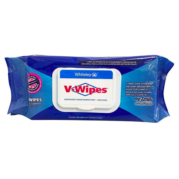 Whiteley Medical Surface Wipes 80 Wipes Flatpack V-Wipes Hospital Grade Disinfectant Wipes