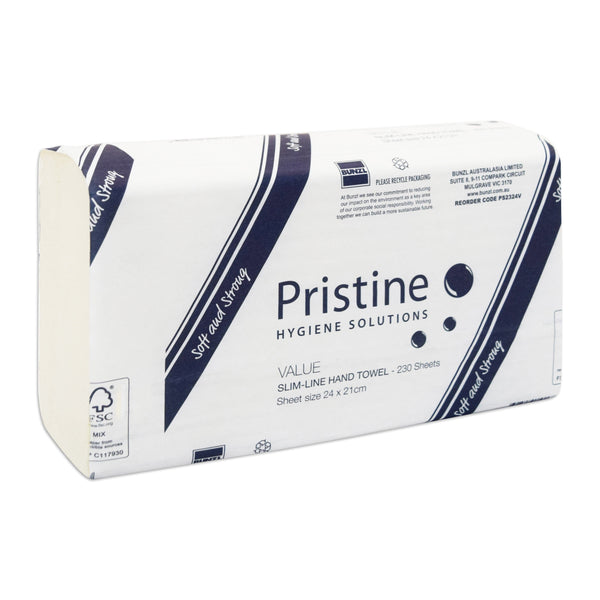 Pristine 230 Sheets/Pack Value Hand Towel Slimline FSC