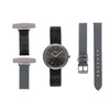 Venus Interchangeable Rose Gold/Gunmetal/Grey Leather Fob Watch