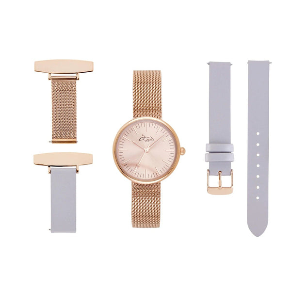Annie Apple Fob Watches Venus Interchangeable Rose Gold/Lilac Leather Fob Watch