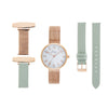 Venus Interchangeable Rose Gold/Sage Leather Fob Watch