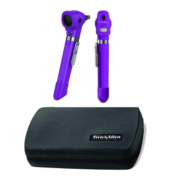 Welch Allyn Diagnostic Sets Plus - with Hard Case / Plum Welch Allyn Pocket LED Set with Ophthalmoscope Otoscope 2 Handles