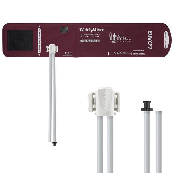 Welch Allyn Blood Pressure Cuffs Large Adult Long Size 12L 32-43cm / Two-Tube TP Connector and Empty Tube Welch Allyn Reusable FlexiPort Blood Pressure Cuffs