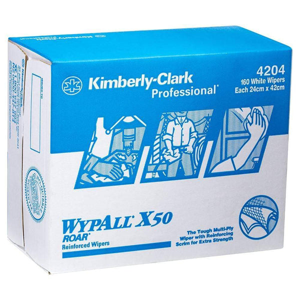 Wypall Wipers Extended Use White / 24cm x 42cm / 160 Wipers/Box Pop Up Version WYPALL Extended Use Wipers X50 (ROAR) Reinforced Single Sheet