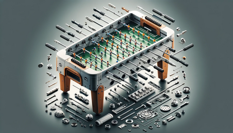 A detailed image of a disassembled foosball table