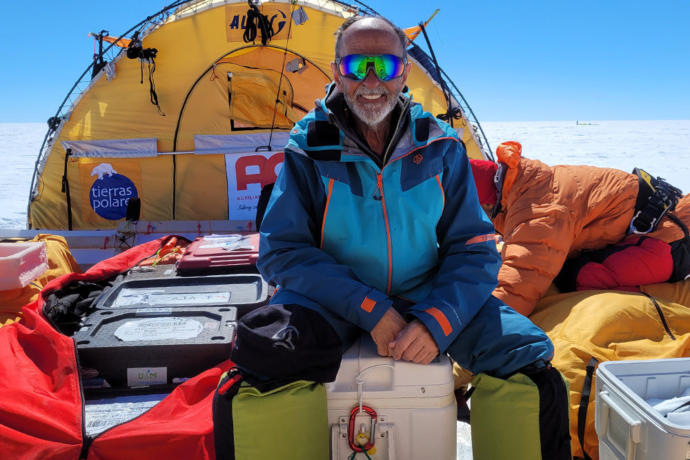 Ramón Larramendi uller máscaras de esquí trineo de viento Groenlandia expedición