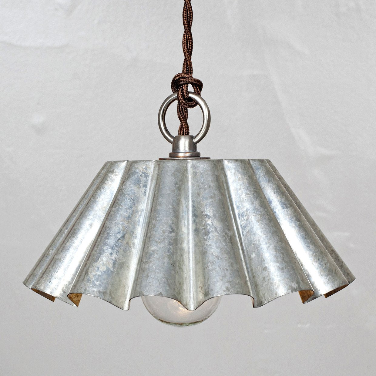 Glass Cone Shade Pendant Light Vintage Socket Ebonized Brass