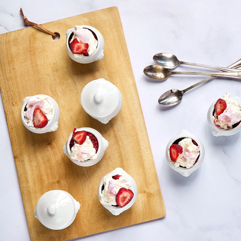 A Strawberry Pot de Creme made with VHC Pantry Chocolate Chips