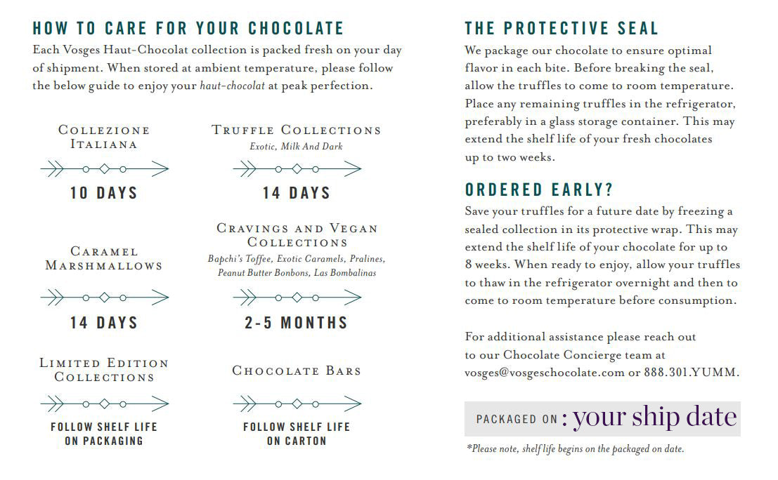 Care and instructions for Vosges Haut-Chocolat