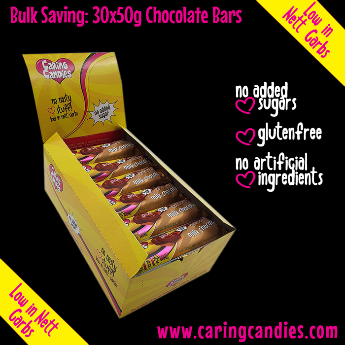 Bulk Saving: 30x50g No Added Sugar MILK with TOFFEE Crunch Chocolate shipper