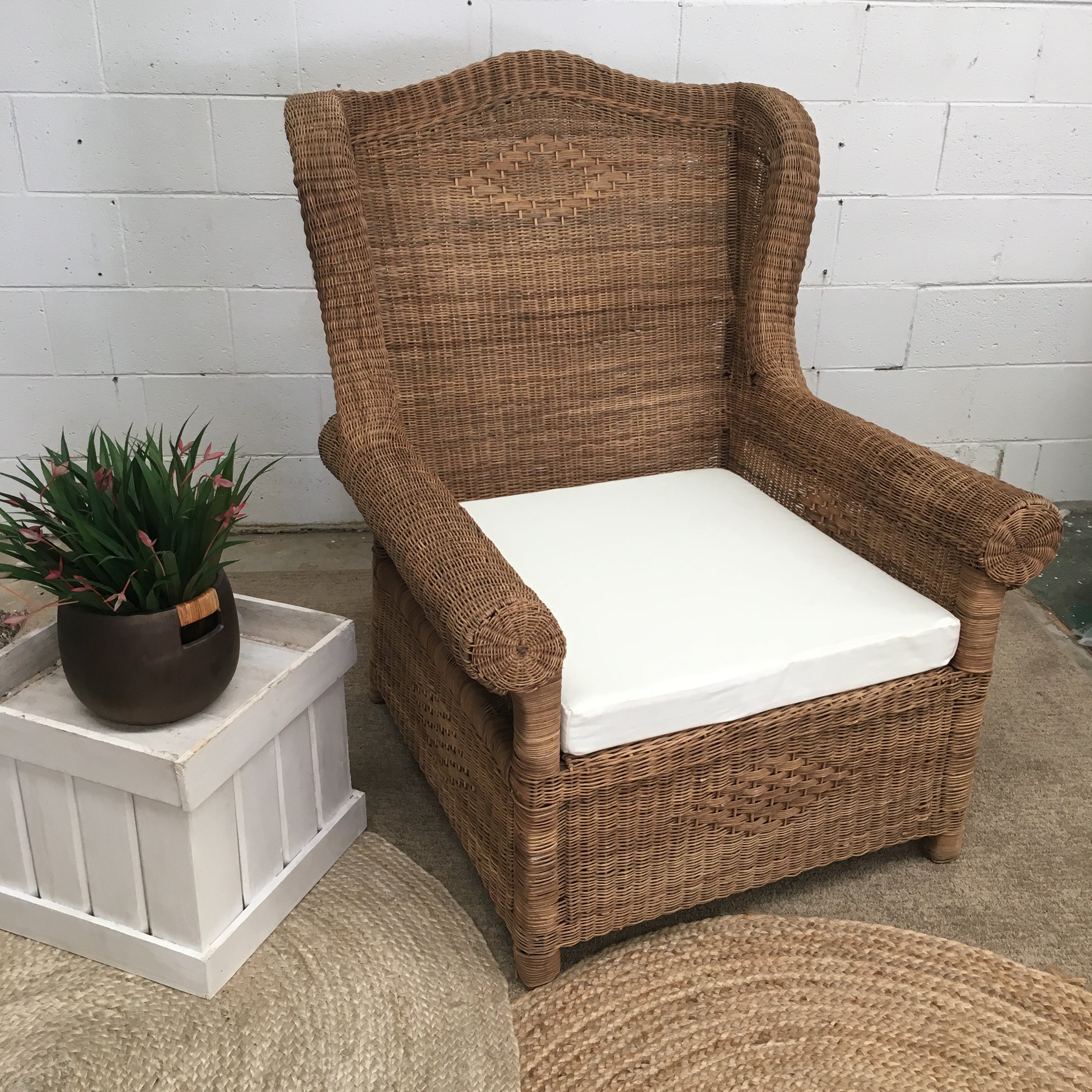 wicker wingback patio chair