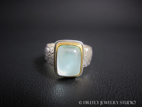 Aquamarine Cushion Cab Ring by Firefly Jewelry Studio